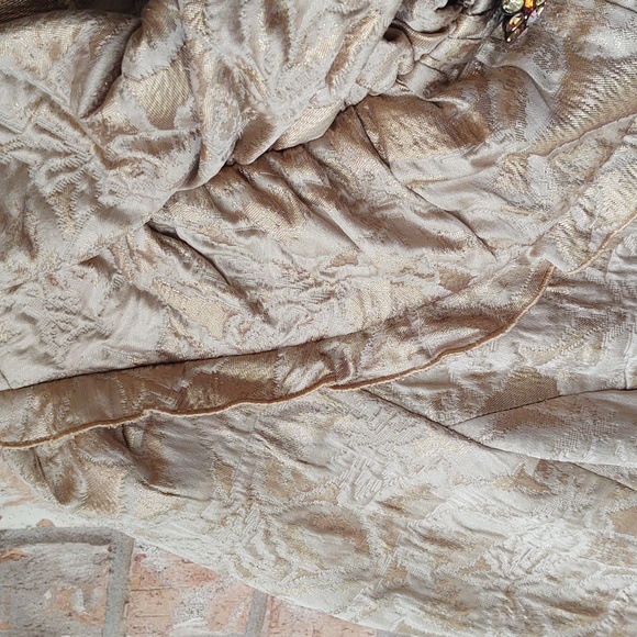 St John Couture Gold Brocade 3/4 Sleeve Evening Pea Coat Cream - Picture 3 of 8